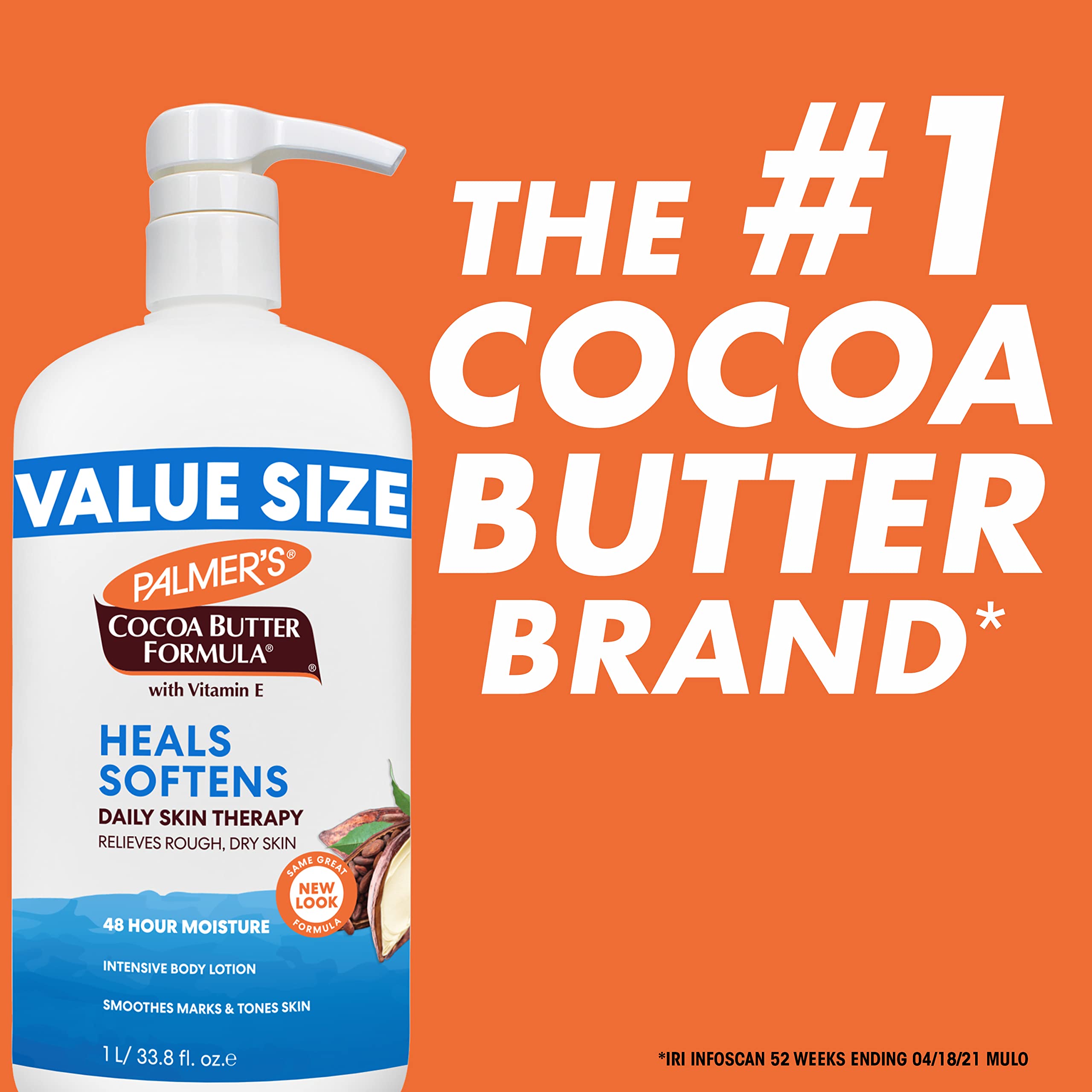 Palmer's Cocoa Butter Formula Daily Skin Therapy Body Lotion, Pump Bottle, 33.8 Ounces (Pack of 2)